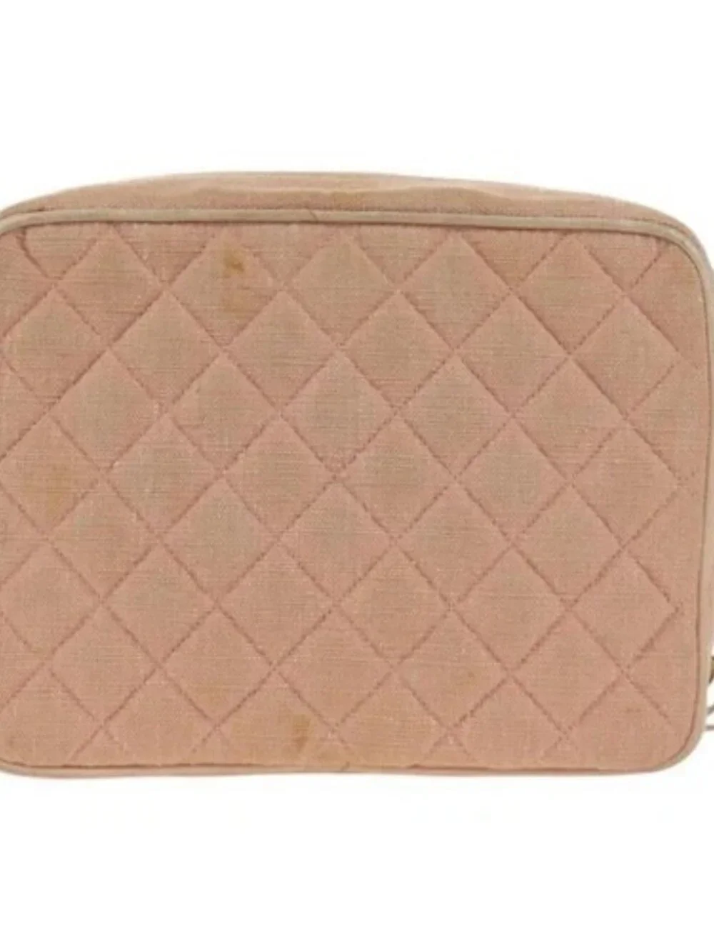 CHANEL Matelasse Chain Shoulder Bag Canvas Pink Gold CC Auth 183065M